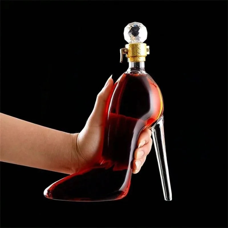 1pc 350/750ml Glass Wine Decanter, High Heel Shaped Wine/Whiskey Bottle, Glass Decanter, Alcohol Bottle, Whisky Container